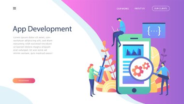 Konsept Web tasarım geliştirme, yaratıcı web sitesi şablonu, web sayfası, afiş, tanıtım, sosyal medya, belgeler, kartları, posterler için. Vektör çizim akıllı takım pazarlama, başlangıç, takım çalışması,