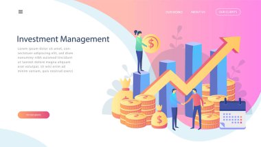 Ekonomi ve Finans ve mühendislik grafik. Pazarlama ve Finans kavramı. Ticaret çözümleri alanında başlattığı yatırımlarına, analiz kavramı. Ekonomik Infographic afiş. Karakter vektör ile düz modern kavram