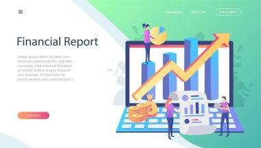 Kavram mali rapor, yenilik, güvenlik mevduat için web sayfası, afiş, tanıtım, sosyal medya pazarlama, analiz yatırım. Vektör çizim, iş yatırım