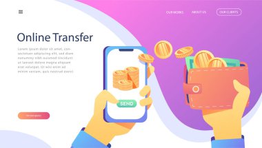 Vektör düz çizim, Online Bankacılık, E-ticaret, online alışveriş, alış ve satış, web sayfası, afiş, tanıtım, sosyal medya, belgeler, kartları, posterler. Online mağaza