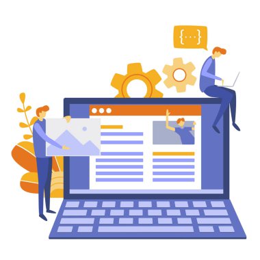 Programlama, kodlama, test için Web sitesi ve uygulama geliştirme kavramı. Vektör çizim, yazılım API prototip ve test, arabirim bina, başlamak yukarıya, takım, takım çalışması akıllı
