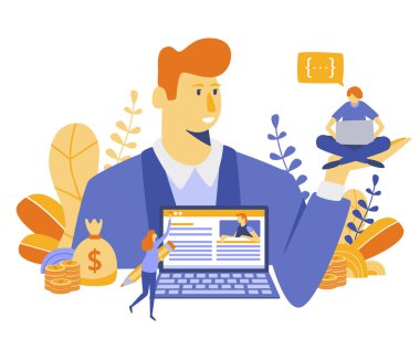 Ekonomi ve Finans ve mühendislik grafik. Pazarlama ve Finans kavramı. Ticaret çözümleri alanında başlattığı yatırımlarına, analiz kavramı. Ekonomik Infographic afiş. Karakter vektör ile düz modern kavram