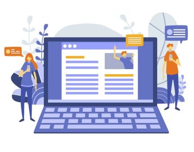 Web sitesi için E-öğrenme kavramı. Vektör çizim
