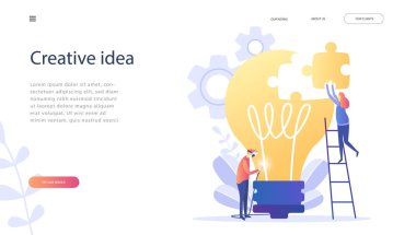 Takım çalışması, yeni çözümler promosyon ağı'ndaki arama için kavram. Büyük fikir, birlikte beyin fırtınası, yaratıcılık, yaratıcı fikirler, zihin, düşünme sembolü şirkette çalışan. Vektör çizim