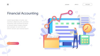 Kavram mali rapor, yenilik, güvenlik mevduat için web sayfası, afiş, tanıtım, sosyal medya pazarlama, analiz yatırım. Vektör çizim, iş yatırım