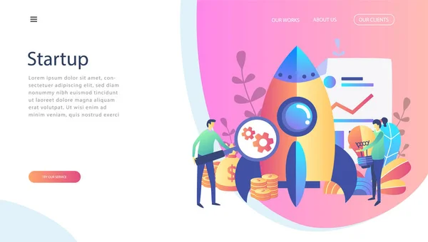 Concept Startup Lancement Une Nouvelle Entreprise Pour Page Web Bannière — Image vectorielle
