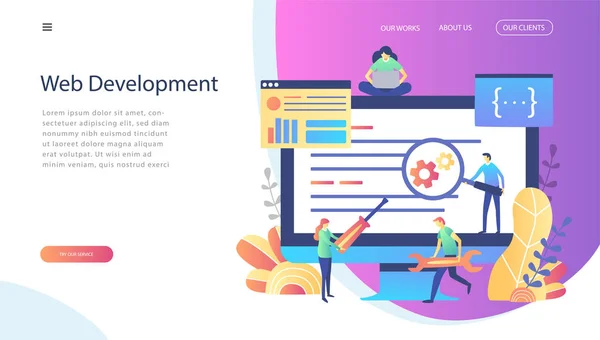 Concept Web Design Development Modèle Site Web Créatif Pour Page — Image vectorielle