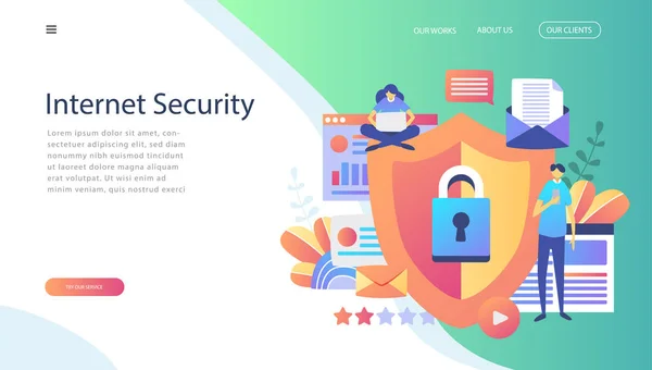 Veri koruma kavramı. Güvenliği ve mahrem veri koruma, karakter kavramı. Internet security. Sosyal medya. Web afiş, infographics, web sayfası için kullanabilirsiniz. Düz illüstrasyon. Vektör çizim