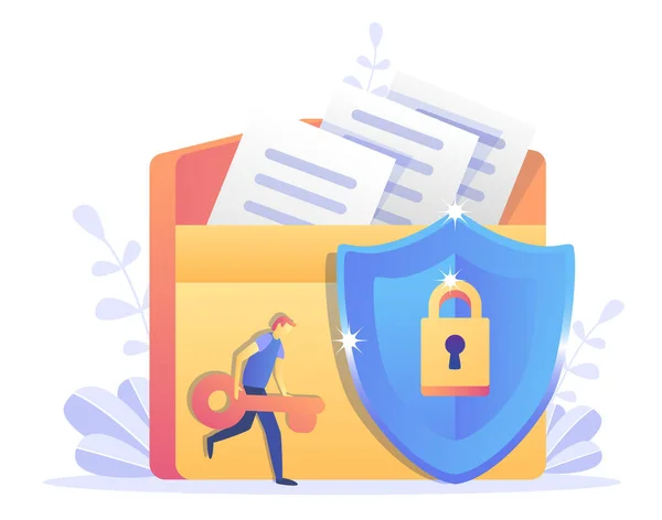 Concepto Protección Datos Protección Datos Confidencial Seguridad Concepto Con Caracteres — Archivo Imágenes Vectoriales