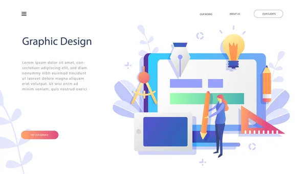 Concept Web Design Development Modelo Site Criativo Para Página Web — Vetor de Stock