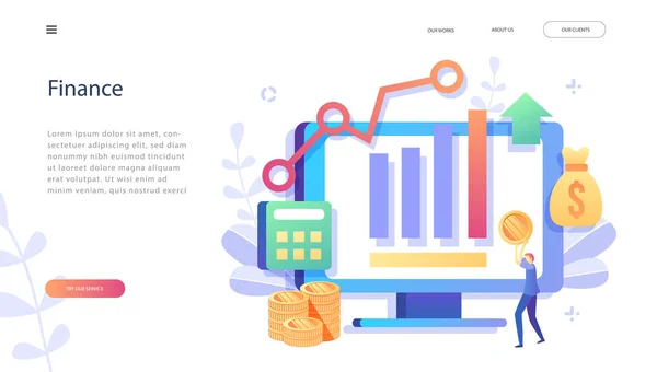 Concept Financial Report Investment Innovation Marketing Analysis Security Deposits Web — Archivo Imágenes Vectoriales