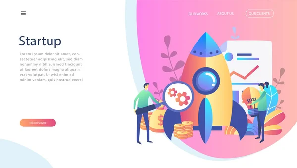 Concept Startup Launch New Business Web Page Banner Presentation Social Stock Illustration