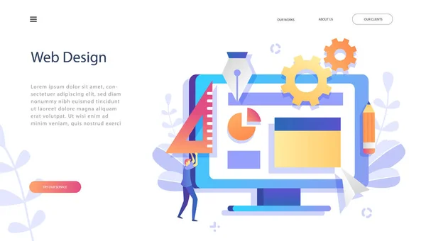 Concept Web Design Development Modelo Site Criativo Para Página Web Ilustrações De Stock Royalty-Free