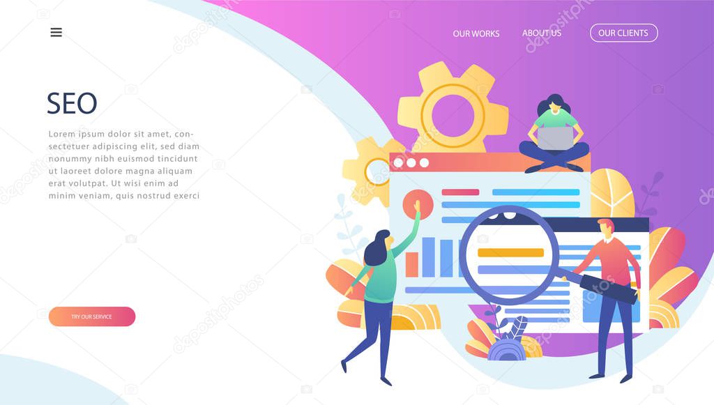 Concept Ui/ Ux and web design, desktop website design development process. Modern flat design, programming , teamwork, startup, design process, idea through concept, testing, SEO, social marketing. Vector illustration