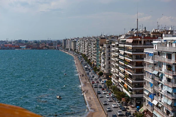 Thessaloniki Yunanistan Nisan 2014 Deniz Kıyısında Beyaz Kule Görünümünden — Stok fotoğraf