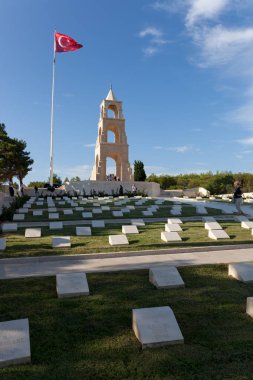 Çanakkale, Türkiye - 28 Temmuz 2018: Çanakkale, Dardanelles, şehit abide Gelibolu, Türkiye'de