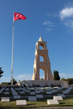 Çanakkale, Türkiye - 28 Temmuz 2018: Çanakkale, Dardanelles, şehit abide Gelibolu, Türkiye'de