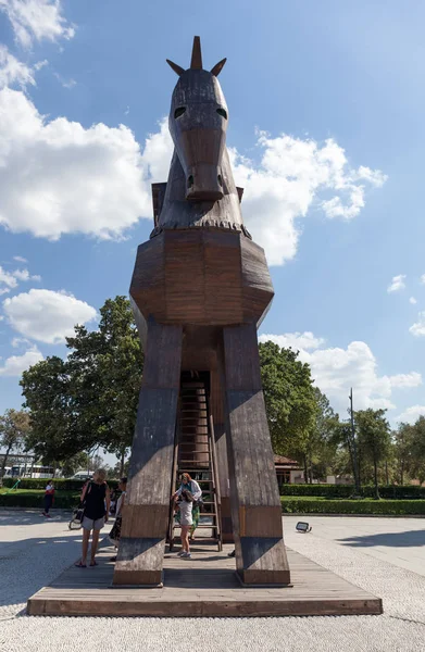 Canakkale Turcja Lipca 2018 Koń Trojański Replikę Muzeum Ciągu Dnia — Zdjęcie stockowe