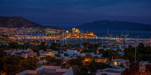 Belo Castelo Bodrum Com Iluminação Noite — Fotografia de Stock