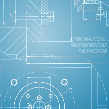 Mekanik. Teknik tasarım. Kurumsal kimlik. Mavi ve beyaz