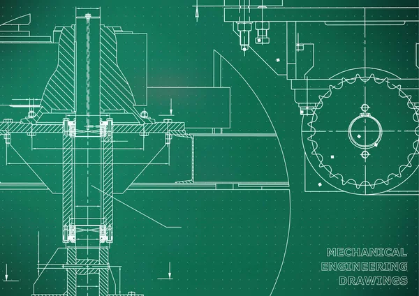 Ayrıntılı Planlar Makine Mühendisliği Çizimleri Koruyun Pankart Teknik Tasarım Açık — Stok Vektör