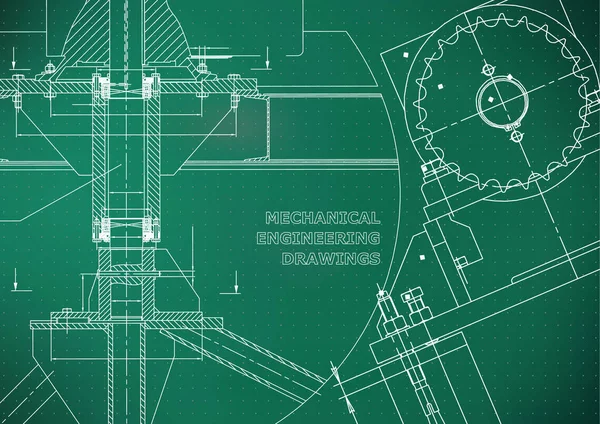 Техническое Образование Технически Машиностроительные Чертежи Чертежи Светло Зеленый Баллы — стоковый вектор