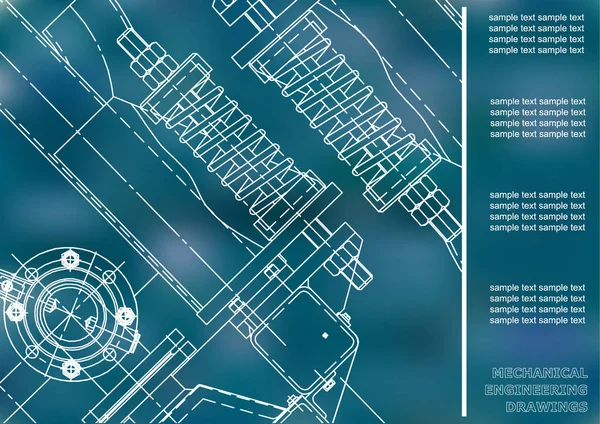 Desenhos Engenharia Mecânica Capa Etiqueta Fundo Para Inscrição Identidade Corporativa —  Vetores de Stock