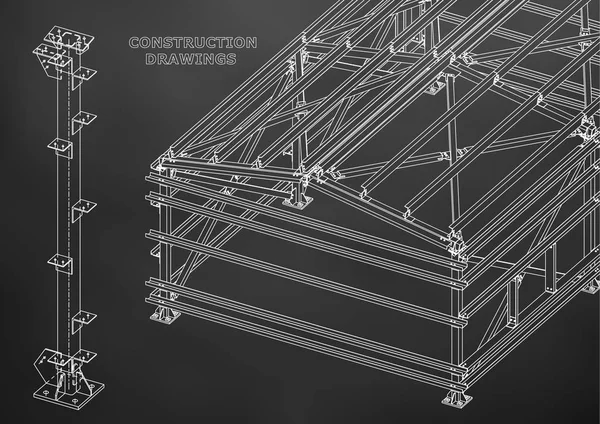 Edificio Construcciones Metálicas Construcciones Volumétricas Diseño Cubierta Abstracta Pancarta Negro — Vector de stock