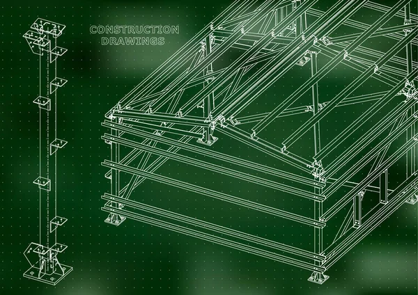 Edificio Construcciones Metálicas Construcciones Volumétricas Diseño Cubierta Abstracta Pancarta Verde — Archivo Imágenes Vectoriales