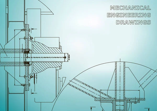 Engenharia Mecânica Ilustração Técnica Azul Claro —  Vetores de Stock