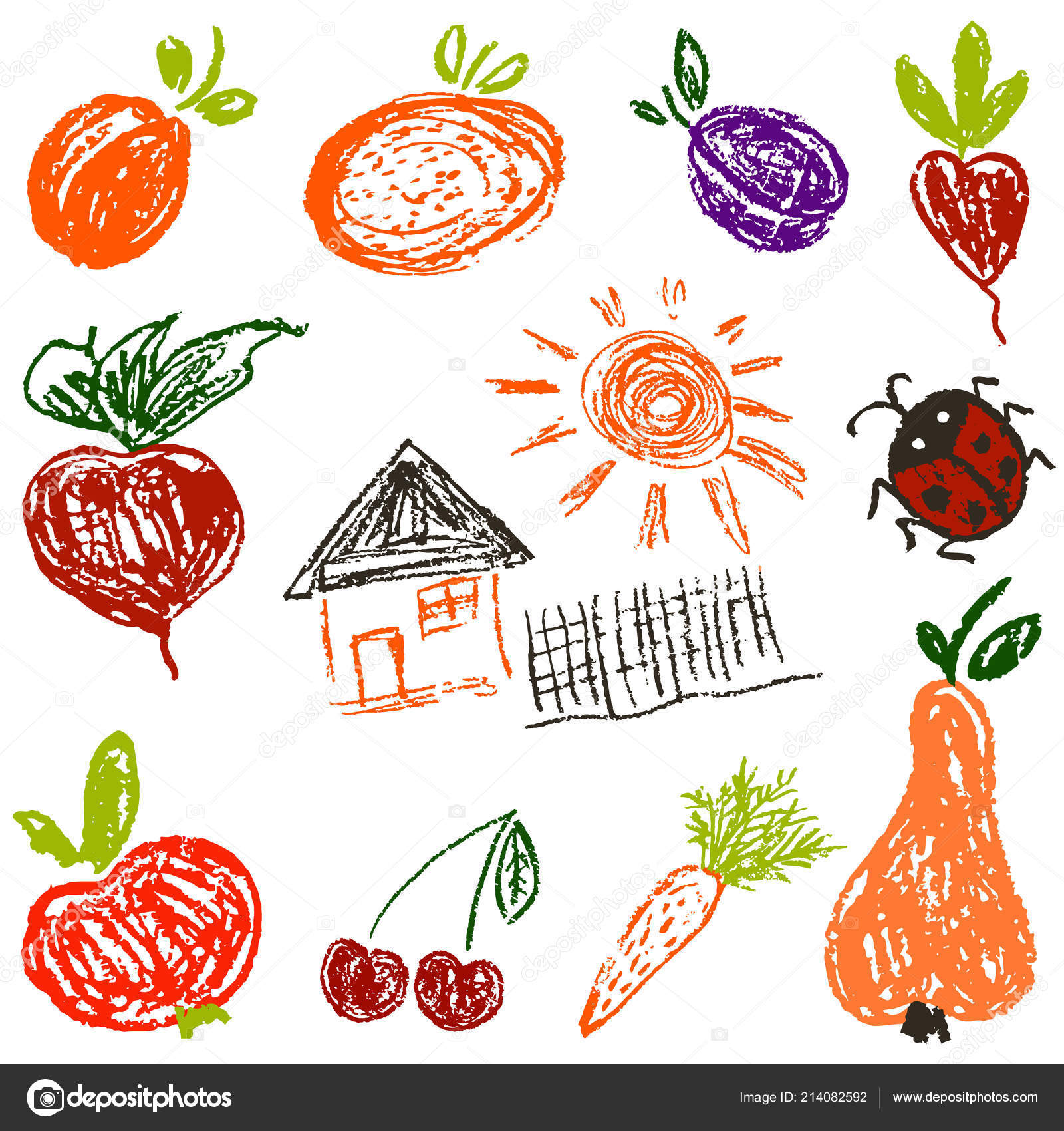 picture Crayon Color Crayon House Drawing For Kids depositphotos