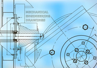 Teknik resimde. Makine Mühendisliği. Arka plan. Mavi
