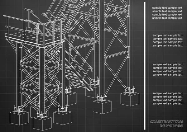 Gebouw Metalen Constructies Volumetrische Constructies Ontwerp Abstracte Achtergronden Cover Achtergrond — Stockvector