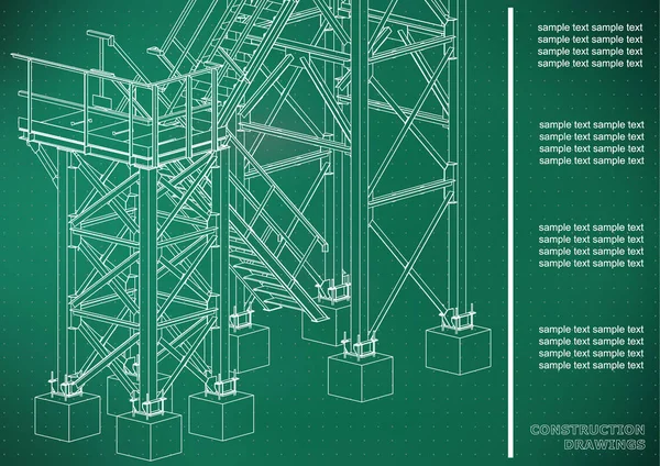 Gebäude Metallkonstruktionen Volumetrische Konstruktionen Design Abstrakte Hintergründe Cover Hintergrund Banner — Stockvektor