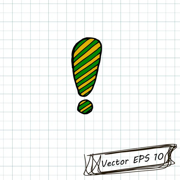 Estilo Desenho Crianças Doodle Desenho Uma Folha Caderno Ponto Exclamação — Vetor de Stock