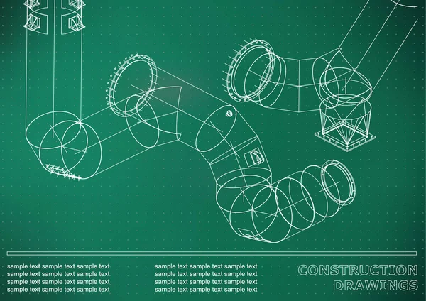 Dibujos Estructuras Acero Tuberías Tuberías Plano Las Estructuras Cubierta Fondo — Vector de stock