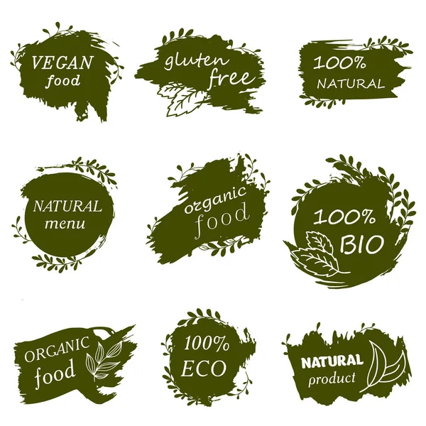 Logos Doodle Encanta Orgánico Ilustración Vectorial Para Menú Restaurantes Packaging — Vector de stock