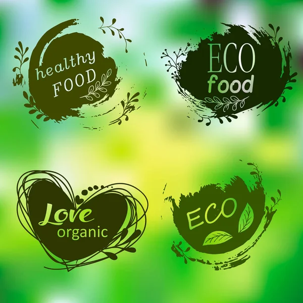 Conjunto Logos Iconos Elementos Diseño Comida Natural Comida Orgánica Comida — Vector de stock