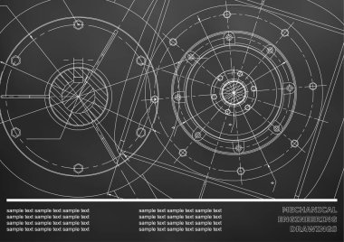 Vektör makine mühendisliği çizimler siyah bir arka plan üzerinde. Arka plan Yazıt için