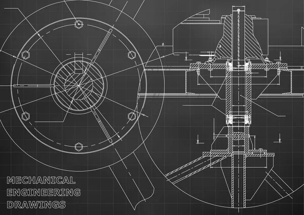 Rysunek Inżynierii Mechanicznej Czarne Tło Siatki — Wektor stockowy