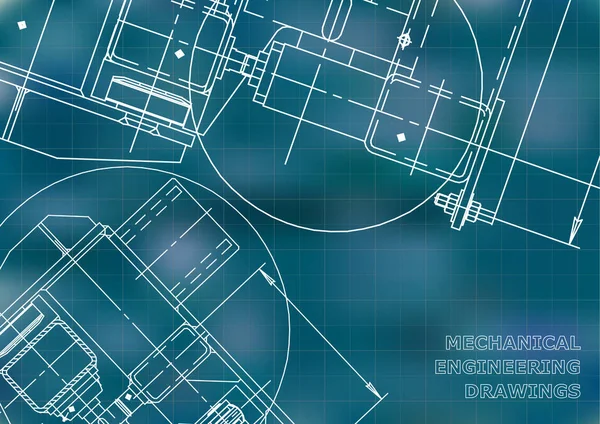 Desenho Engenharia Mecânica Plantas Mecânica Cobertura Fundo Azul Rede —  Vetores de Stock