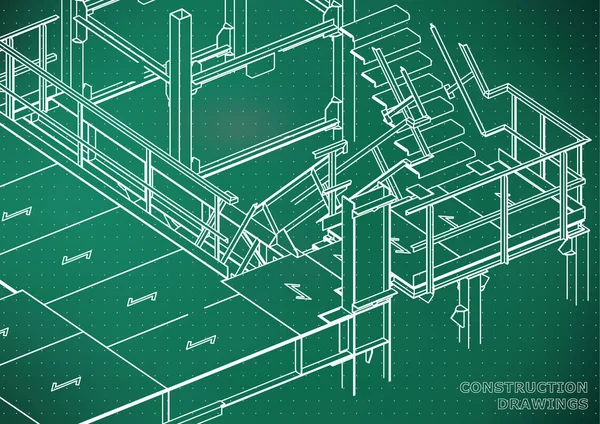 Edificio Construcciones Metálicas Construcciones Volumétricas Diseño Fondos Abstractos Fondo Verde — Archivo Imágenes Vectoriales