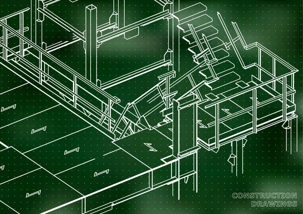 Edificio Construcciones Metálicas Construcciones Volumétricas Diseño Fondos Abstractos Fondo Verde — Archivo Imágenes Vectoriales