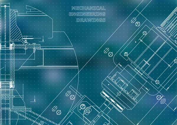 Gépészeti Rajzok Műszaki Tervezés Hangszerelés Tervrajzok Kék Háttér Pontok — Stock Vector