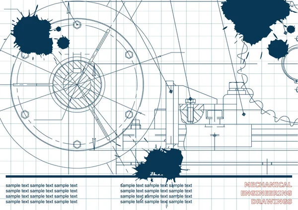 Dibujo Vectorial Dibujos Mecánicos Sobre Fondo Blanco Ingeniería Borrador Tinta — Archivo Imágenes Vectoriales