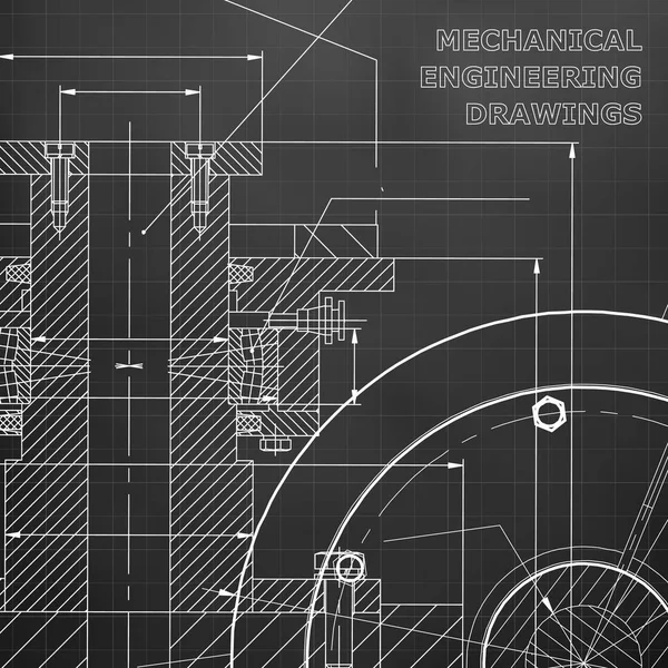 Zwarte Achtergrond Raster Technische Illustratie Installatie Machinebouw Technisch Ontwerp Instrument — Stockvector