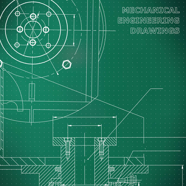 Mechanics. Technical design. Engineering style. Mechanical. Light green background. Points
