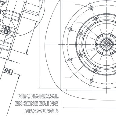 Kurumsal kimlik. Planı. Mühendislik çizim vektör. Kapak, el ilanı, afiş, arka plan. Enstrüman yapımı çizimler. Mekanik çizim