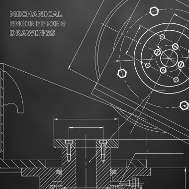 Mekanik. Teknik tasarım. Mühendislik tarzı. Mekanik alet yapma. Kapak, el ilanı. Siyah arka plan
