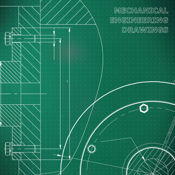 Light green background. Points. Technical illustration. Mechanical engineering. Technical design. Instrument making. Cover, banner, flyer, background. Corporate Identity